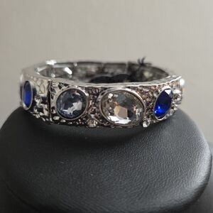 Elegant Silver and Blue Gemstone Bracelet